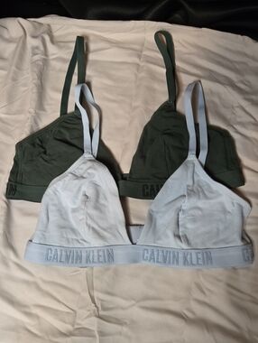 Calvin Klein Olive Green & Light Gray Triangle Bralette Set